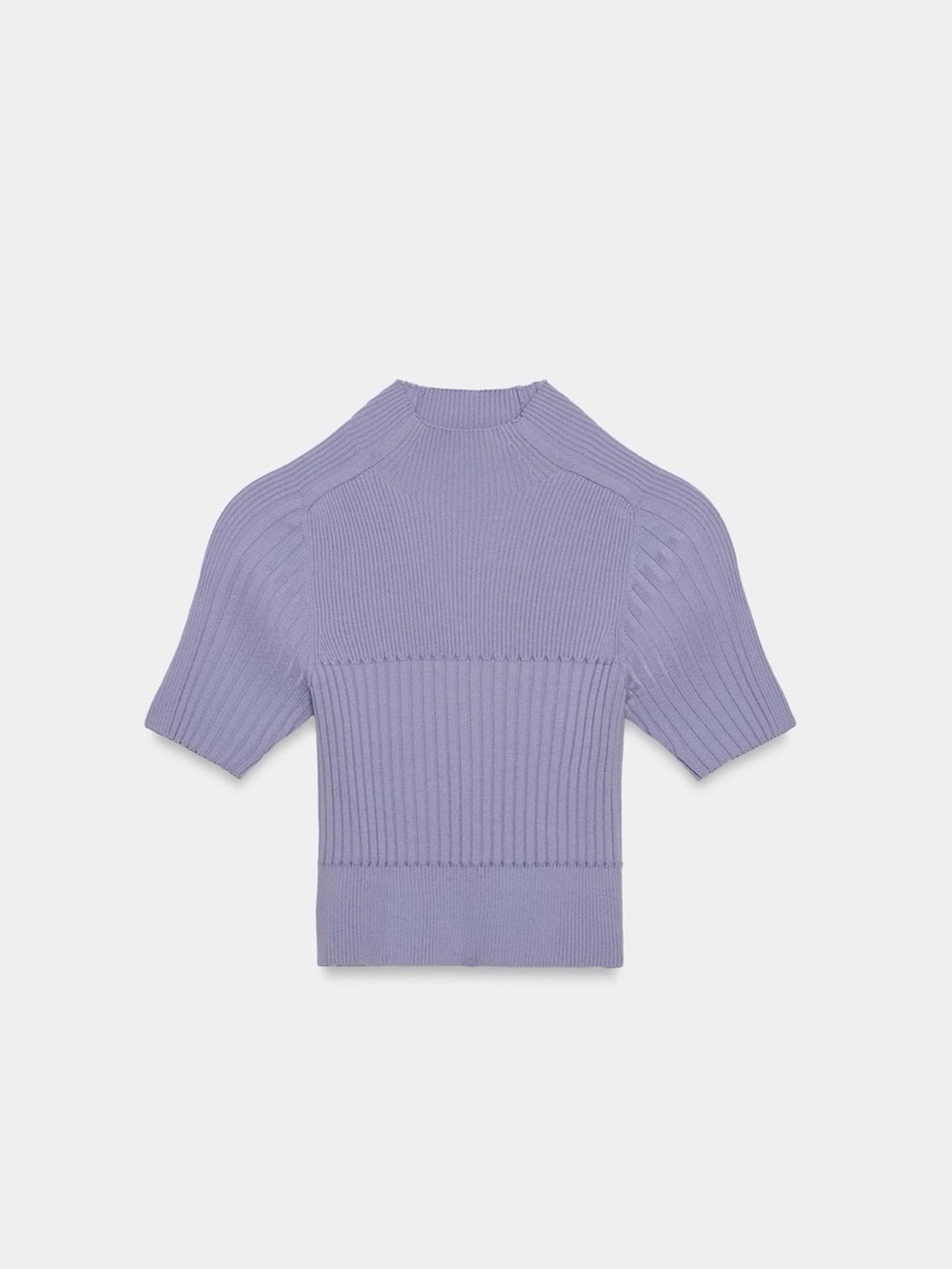 Zara Lavender Ribbed Short Sleeve Knit Top